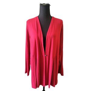 J Jill Wearever Collection Red Long Sleeve Lightweight Cardigan Size L Lagenlook